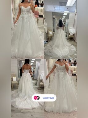 Off-Shoulder / Strapless White Lace A-Line Wedding Dress Justin Alexander DRESS